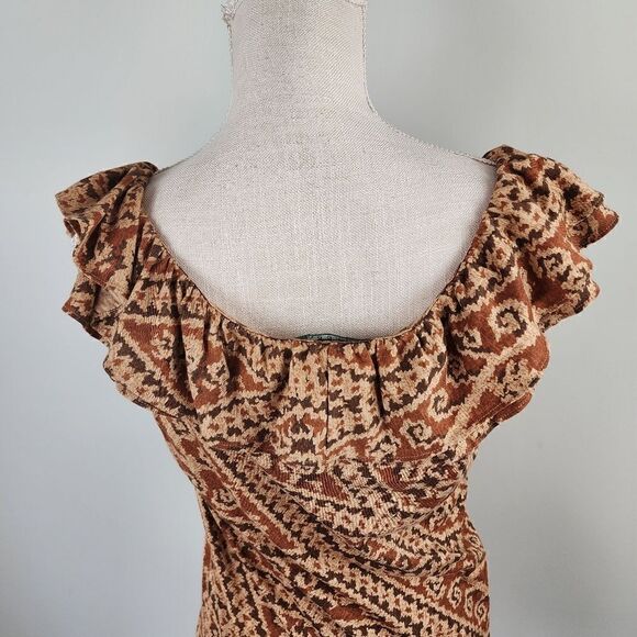 Lauren Ralph Lauren Women’s Scoop Neck On Or Off Shoulder Ruffle Top Size Medium - Picture 5 of 6